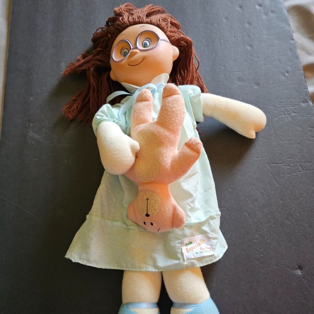 Vtg Ivy Cottage Violet Pickles Rag Doll with Bear Made Especially for You 19"